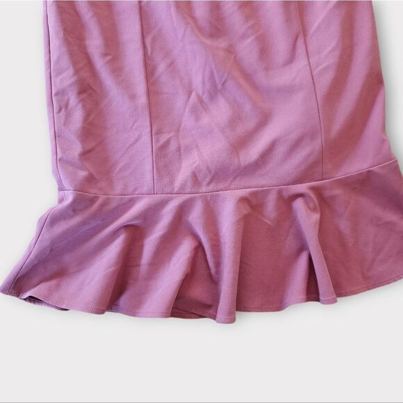 Paper Crown Anthro Maternity Sheath Ruffle Hem Midi Dress in Dusty Rose Pink M - Picture 6 of 8